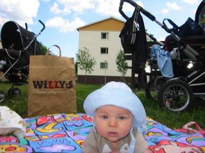 Ligger p&aring; en filt p&aring; gr&auml;set... 